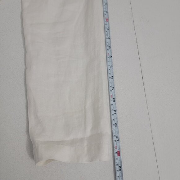 Eileen Fisher White Linen Jacket Sz L Button Up Long Sleeve Pockets Lightweight - Picture 8 of 14